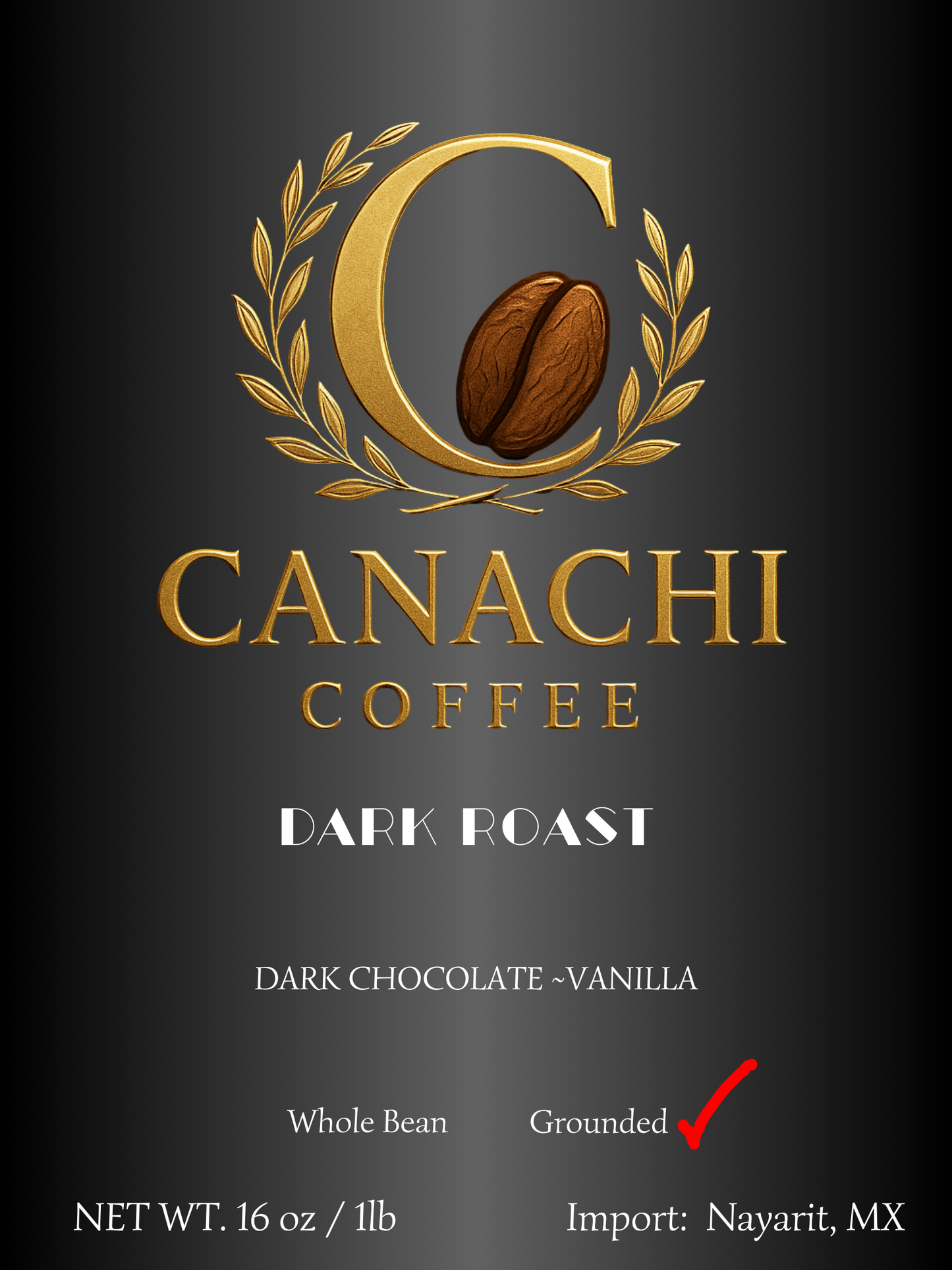 Grounded Canachi Coffee Dark Roast 16oz/1LB