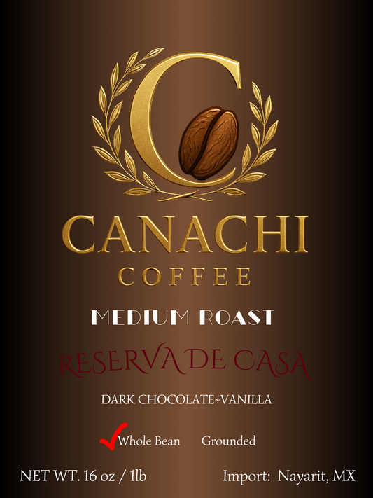 Whole Bean Canachi Coffee Medium Roast 16oz/1LB